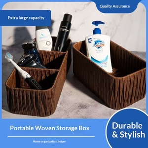 Boîte de rangement en PP de style pastoral pour masques cosmétiques, panier de rangement pour collations et articles divers pour table basse, populaire, fait main, tressé, <span class=keywords><strong>Qing</strong></span> <span class=keywords><strong>Mu</strong></span> - Product Image 3
