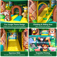 Ceyu K-Pop Stage Combo Toboggan Gonflable avec Tunnel en Maille Imprimé Figurines de Stars et Colonne Palmier pour Location de Fêtes d'Enfants