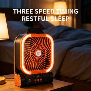 Portable Desk Fan With LED <b>Light</b> Rechargeable USB Powered Foldable Plastic Air Circulator for Outdoor Household <b>Sleep</b> - Product Image 1