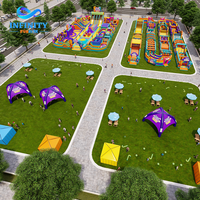 Parc de jeux gonflables commercial, centre de divertissement sur mesure, parc d'attractions extérieur, parcours d'obstacles géant