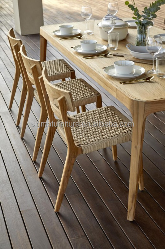 Modern Furniture Chair without Arm  Outdoor Use Solid Teak Wood Frame High End Dining Side Chair Armless Chair
