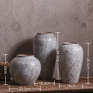 Handmade Pottery Antique Rustic Farmhouse Porcelain <strong>Flower</strong> <strong>Vase</strong> Vintage Large Ceramic Terracotta Retro Floor <strong>Vase</strong> - Product Image 2