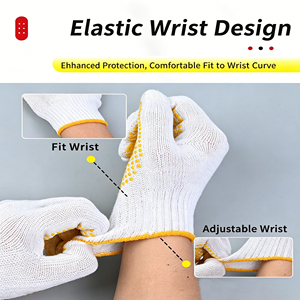 Durable <b>Textured</b> White Cotton Knitted Gloves, <b>Powder</b>-Free & Latex-Free, for Household & Work Safety - Product Image 2