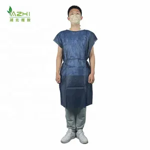 Dark blue disposable coverall isolation salon gowns no sleeve disposal PP protect patient exam gown for hospital