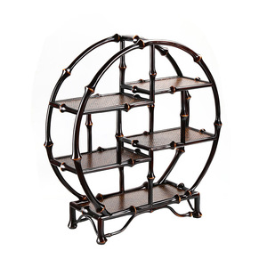 Support à thé rond en bambou, petit présentoir pour le rangement de l'ensemble de thé, étagère verticale en bois pour bureau, durable - Product Image 5