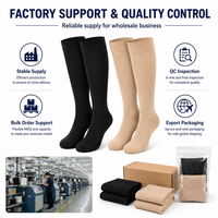 Calcetines de compresión hasta la rodilla para pantorrillas anchas 15-20 mmHg, fáciles de poner, juego de 2 pares, logotipo personalizado, OEM, ODM, venta al por mayor