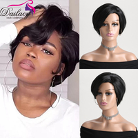 Stock disponible Achetez-en 10, obtenez-en un de plus ! Perruques courtes pour femmes, coupe pixie, sans dentelle, fabriquées à la machine, en fibre résistante à la chaleur, densité 180 %.