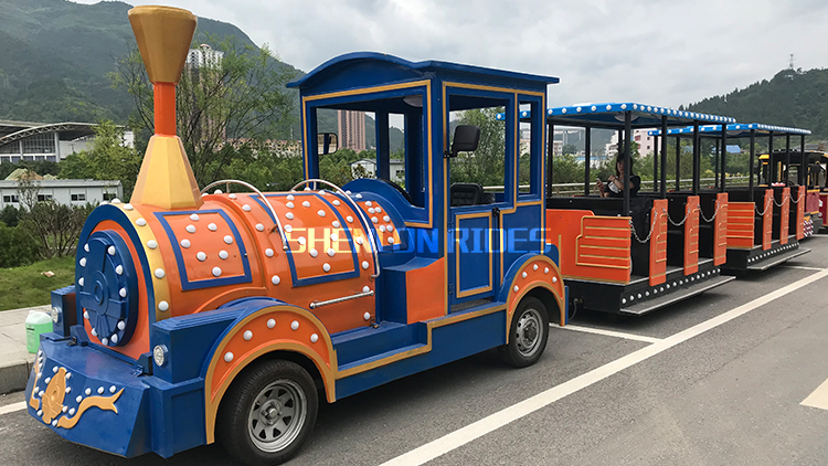 shenlong amusement train rides tourist attraction playground trackless train ride 16 /20/40 Seat electric trackless train