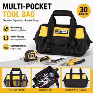 Heavy Duty 600D Oxford Tool Bag Multi Pocket Tool Organizer Bag Portable Hand Carry Tool Tote Bag for Electrician Mechanic - Product Image 1