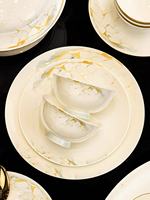 Service de table en porcelaine fine Golden Vein Blessing, luxe, sur pied haut, pour la maison, les dîners, les mariages, les cadeaux de pendaison de crémaillère, compatible lave-vaisselle