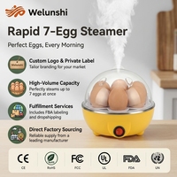 Cuiseur à œufs électrique compact WLS-1601 pour un petit-déjeuner sain, cuiseur vapeur pour 1 à 12 œufs avec base en acier inoxydable pour la maison et le bureau