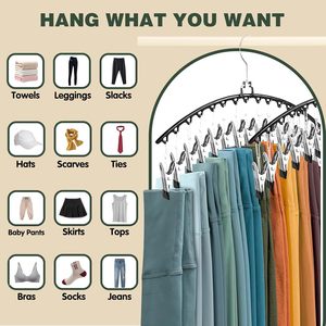 Metal Pants <strong>Hangers</strong> with <strong>15</strong> Clips Space-Saving Closet Organizer That Holds 30 Leggings Rubber-Coated Closet <strong>Hangers</strong> - Product Image 3