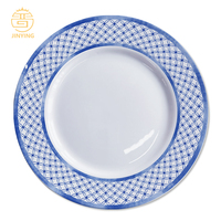Vaisselle élégante bleue et blanche, ensembles de vaisselle en céramique exquis, assiette de présentation en porcelaine osseuse pour mariage, fête et restaurant