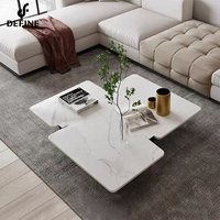 Karois — table basse de forme carrée irrégulière, forme carrée, design nordique, luxueuse, en pierre de marbre, moderne, nouveauté