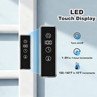 Porte-serviettes chauffant pour salle de bain, chauffe-serviettes mural, chauffe-serviettes avec écran LED, porte-serviettes avec 8 barres, blanc