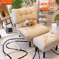 Fauteuil de relaxation individuel pliant pour balcon et chambre, avec dossier inclinable, en tissu, pieds en métal et rembourrage en soie