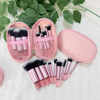Ensemble de pinceaux de maquillage portables personnalisés en usine, 10 pièces, mini trousse à fermeture éclair, pinceaux pour fard à paupières et cils, vente chaude, maquillage pas cher pour le visage et les lèvres