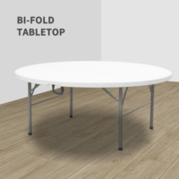 Vente en gros, table ronde de 180cm en plastique HDPE pliante pour banquet et repas, fête, événement, mariage, 72 pouces, 6 pieds, résistant aux UV pour l'extérieur