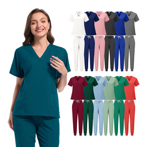 Unisex Scrub Suit Split Set Moisture Wicking Knitted Hospital Uniforms - Product Image 1