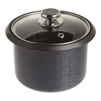 Cuiseur à riz électrique 1,5 L en acier inoxydable avec couvercle en verre, fonction cuisson automatique et maintien au chaud, mini cuiseur vapeur avec grille pour hôtels et usage domestique