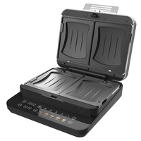 Anbolife Grille-pain numérique 5-en-1 détachable 1000W avec plaques interchangeables pour gaufres, noix, steaks et paninis