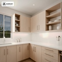 Meubles de cuisine sur mesure en chêne blanc, aménagement en U moderne, livraison en kit, boîtes en panneaux de particules et tiroirs à fermeture amortie
