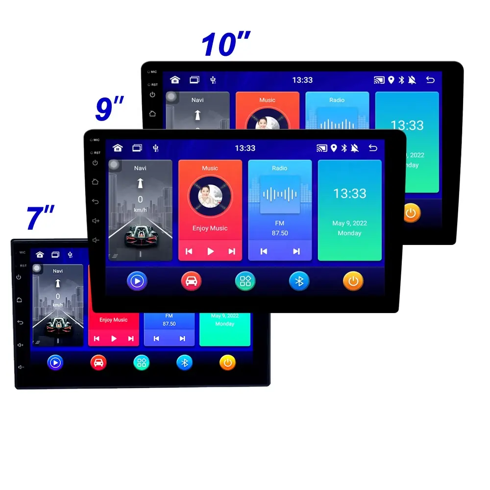 2 Din 안드로이드 7 9 10 인치 자동차 멀티미디어 비디오 플레이어 범용 더블 Din GPS 네비게이션 범용 스테레오 라디오