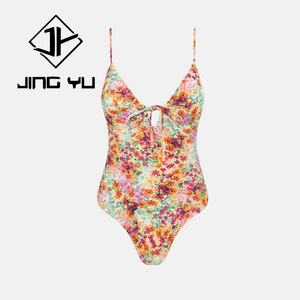 Maillots de bain et vêtements de plage d'usine, maillot de bain imprimé à décolleté profond, maillot de bain une pièce personnalisé en polyester recyclé - Product Image 5