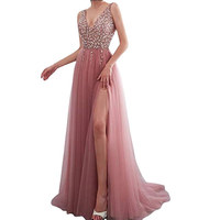 Nouvelle Robe de Soirée de Luxe Grande Taille à Paillettes Col en V pour Femme, Robe de Mariée Élégante en Mousseline, Robe de Soirée Club pour Femme