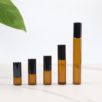 Flacon de parfum cylindrique en verre brun à bille, vide, portable, échantillon, 1/2/3/5/10 ml