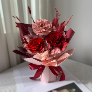 Ramos de Rosas Preservadas Reales Hechos a Mano con Diseño Exquisito para Regalos de Boda y San Valentín, <span class=keywords><strong>Ramo</strong></span> de Flores Secas Preservadas Personalizadas al Por Mayor - Product Image 2