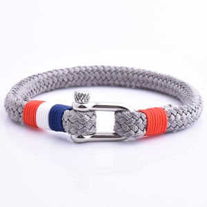 Braccialetto in Corda Intrecciata Grigia con Grillo Nautico a Prezzo Conveniente, Logo Personalizzato Fai-da-Te - Product Image 1