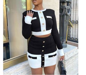 Set da donna di moda Dropshipping con bottoni a righe bianche e nere - Product Image 5