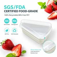 Boîte triangulaire jetable en PET transparent pour sandwichs et gâteaux, idéale pour l'emballage alimentaire, accepte les tailles personnalisées et le pain.