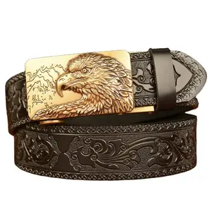 LQbelt Cowhide Belt Genuine Leather Belts Cowskin Men's Automatic Buckle Belts For Men Custom Logo OEM Factory