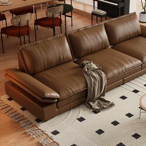 Modernes, Schlichtes Design Massivholzrahmen Verstellbares Lederbezogenes Rechteckiges Sofa-Set für Hotel, Villa und Wohnzimmer - Product Image 2