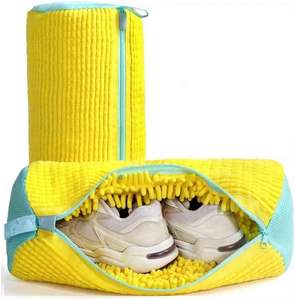 Sac à linge portable en coton et polyester, lavable et réutilisable, pour le nettoyage et le séchage des chaussures, avec fermeture éclair, design pratique pour la garde-robe - Product Image 1