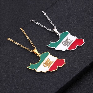 Collar de Moda con Mapa de Irán, Collar con Mapa del País, Esmalte al Óleo, Acero Inoxidable, Colgante de Mapa Personalizado - Product Image 1