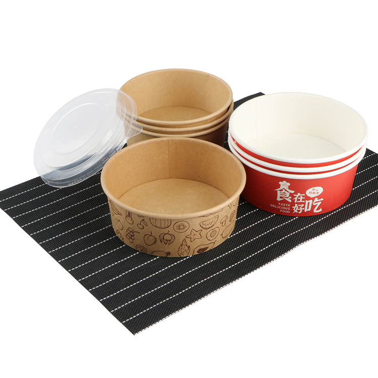 Custom disposable kraft food paper bowl lunch salad bowl with logoPopular