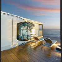 Maison Préfabriquée de Luxe Moderne, Cabine Mobile Capsule Spatiale, Gîte de Tourisme, Conteneur Hôtelier en Acier et Verre