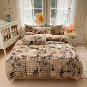 Housse de <span class=keywords><strong>couette</strong></span> moderne d'hiver douce, résistante à la décoloration, bactériostatique, <span class=keywords><strong>anti</strong></span>-acariens, drap de lit chaud, taies d'oreiller, chambre à coucher, longue durée, bulle - Product Image 2