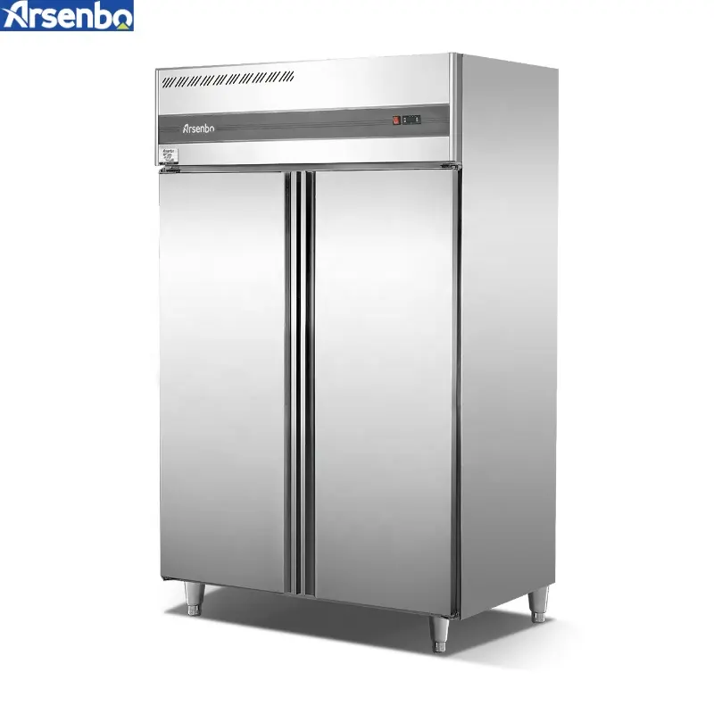 Arsenbo空冷ステンレス鋼直立冷蔵庫トップマウント冷凍庫ダブルゾーン商用冷蔵庫
