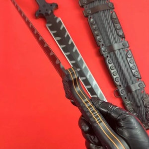 Couteau de poche tactique noir de haute qualité, en acier inoxydable, pour la survie en plein air, avec manche G10 et étui en caoutchouc, fabrication DIY OEM - Product Image 4