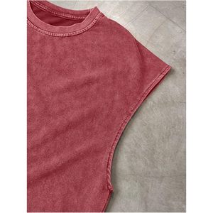 เสื้อกล้ามครอปท็อปคอกลมผู้ชาย FOXA ผ้าฝ้าย 100% สไตล์วินเทจ - Product Image 3