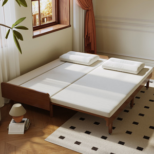 سرير متعدد الوظائف ومزدوج الغرض، أريكة قابلة للطي من الخشب الصلب للشقق الصغيرة، قابلة للمد للاسترخاء والنوم والجلوس - Product Image 4