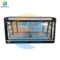 Vitrine chauffante électrique professionnelle avec couvercle en verre noir, capacité 350L, à poser sur table, pour usage en restaurant