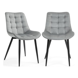 Sedia <span class=keywords><strong>da</strong></span> <span class=keywords><strong>Pranzo</strong></span> in Velluto con Gambe Nere <span class=keywords><strong>da</strong></span> Interno Imbottita in Stile Nordico Elegante per Ristorante <span class=keywords><strong>Sala</strong></span> <span class=keywords><strong>da</strong></span> <span class=keywords><strong>Pranzo</strong></span> Grigia - Product Image 1