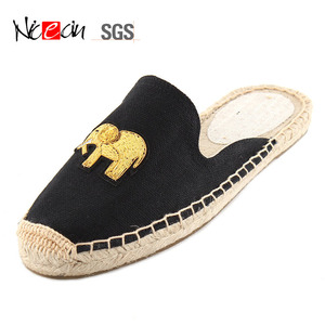 Nicecin sandali con fondo in lino intrecciato di <span class=keywords><strong>paglia</strong></span> economici espadrillas di tela casual femminili tela traspirante pantofole da <span class=keywords><strong>donna</strong></span> fresche all'aperto piatte - Product Image 2