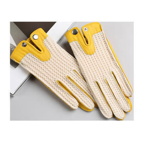 Gants de conduite en cuir véritable et peau de mouton pour hommes et femmes, avec maille tricotée, pour le cyclisme quotidien, souples et compatibles écran tactile - Product Image 5
