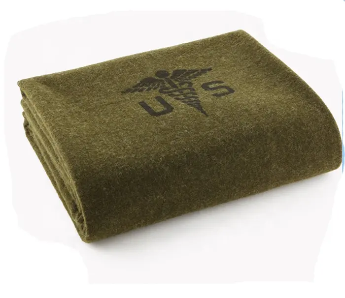 Usine chinoise Offre Spéciale polyester/laine mélangée couverture vert olive